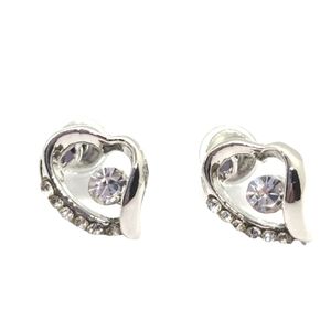 18K White Gold Plated Crystal Heart Earrings NWOT